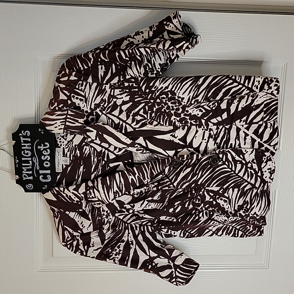 Coldwater Creek Jacket 10 Brown White Half Sleeve